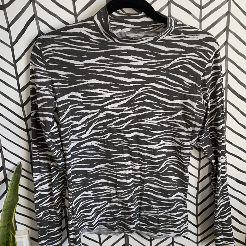 All Saints Mock Turtleneck in Zebra Print